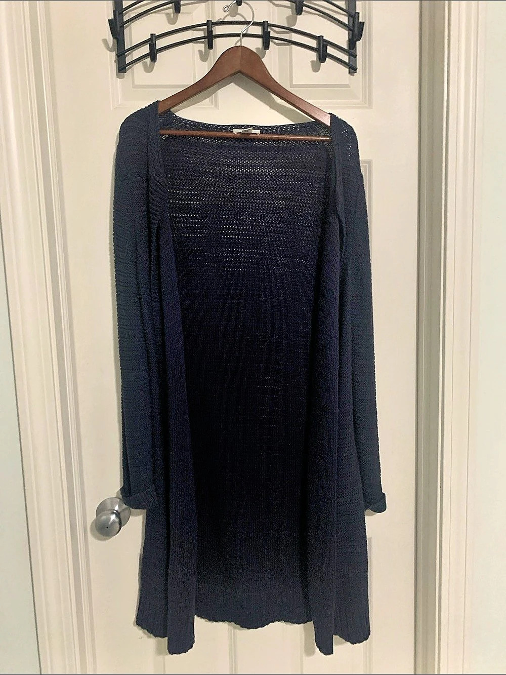Ann Taylor LOFT Open Front Knit Cardigan in Blue Size Medium Like New